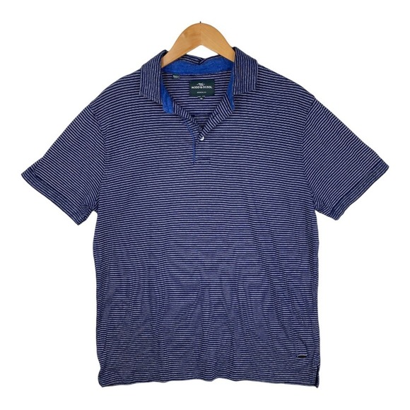 Rodd & Gunn Dark Blue Navy Striped Short Sleeve Sports Fit Cotton Polo Size XL - Picture 1 of 6